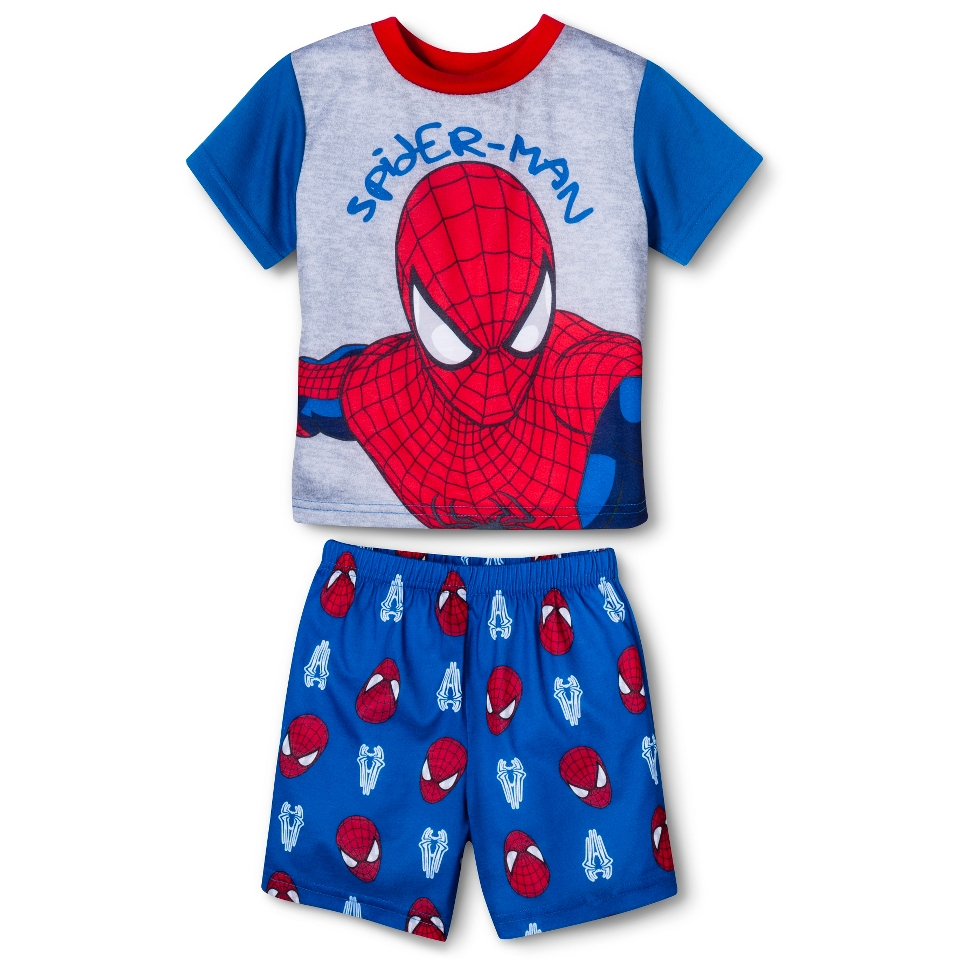 Spider Man Toddler Boys 2 Piece Short Sleeve Pajama Set   Blue 4T