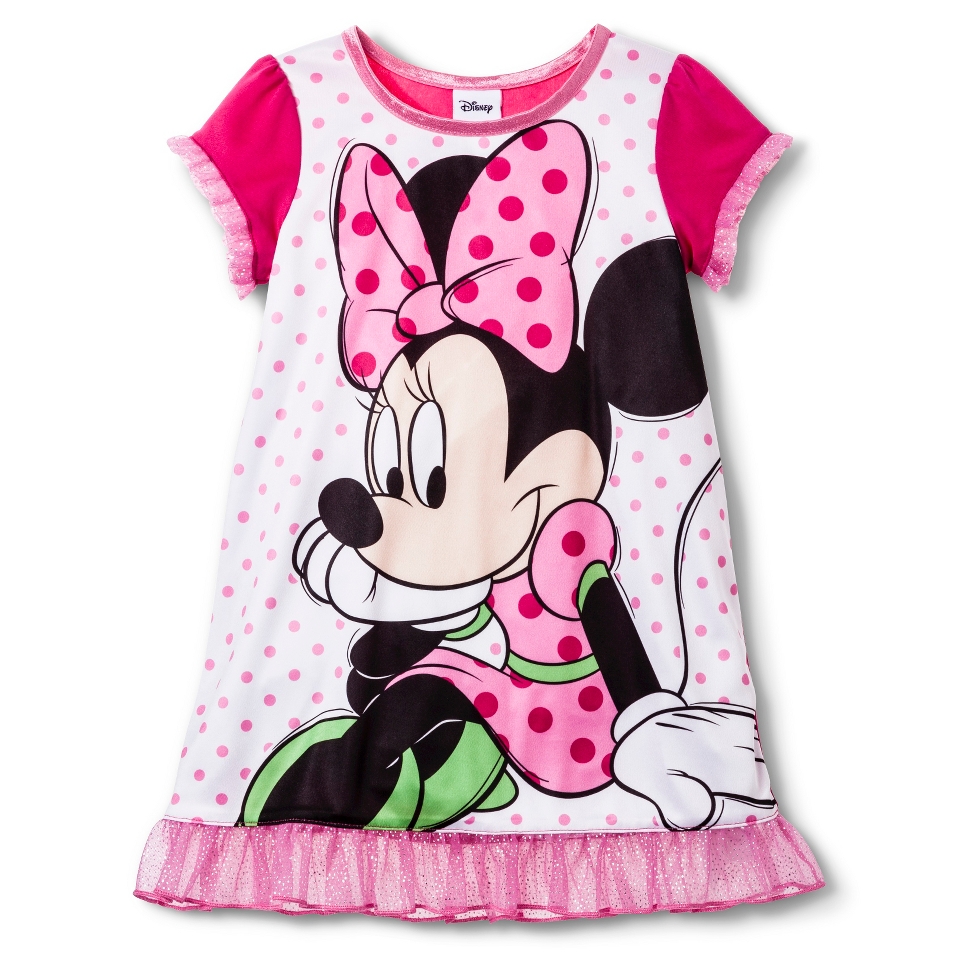Disney Minnie Mouse Toddler Girls Short Sleeve Nightgown   Pink 2T