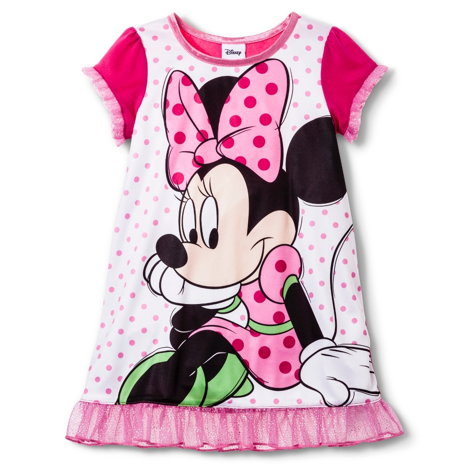 Disney Minnie Mouse Toddler Girls Short Sleeve Nightgown   Pink 5T