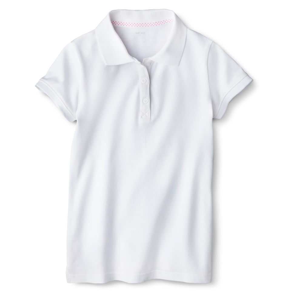 Cherokee Girls School Uniform Short Sleeve Pique Polo   True White XXL