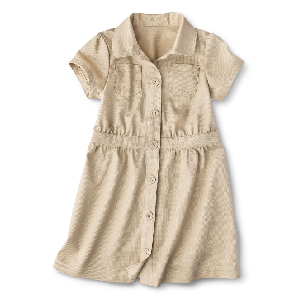 Cherokee Toddler Girls School Uniform Short Sleeve Safari Dress   Pita Bread 3T