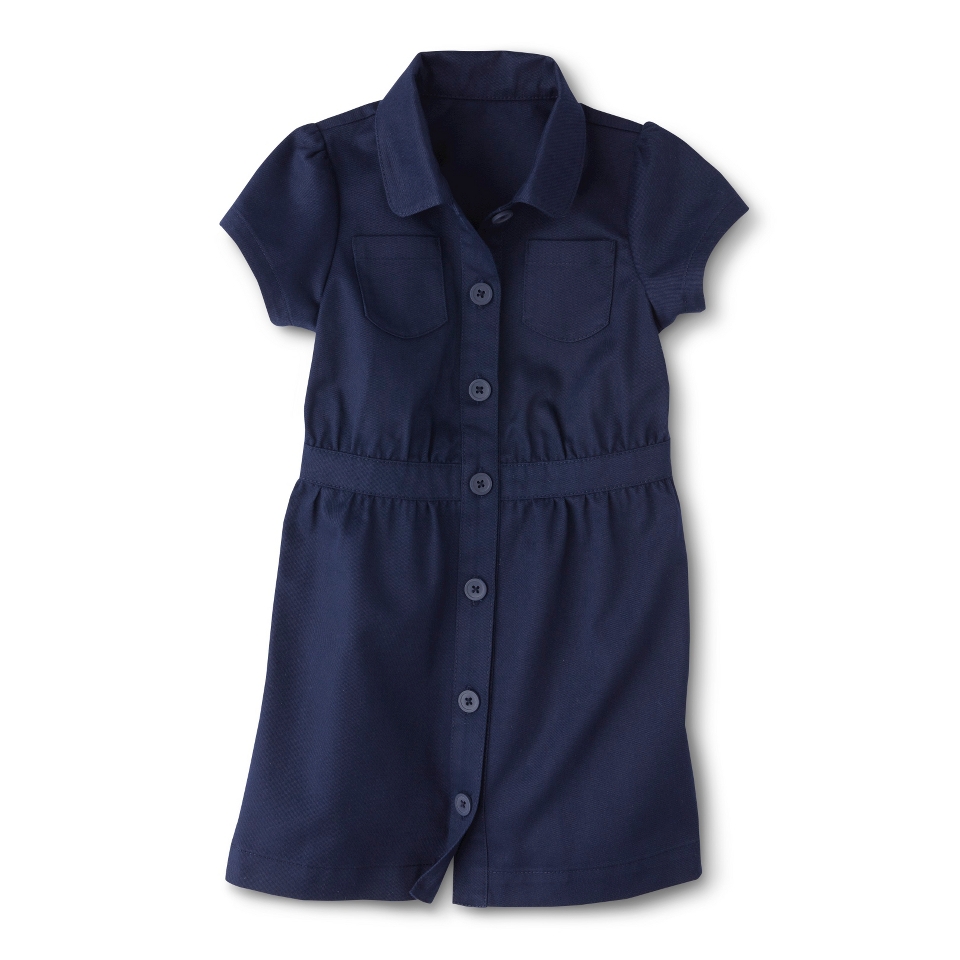 Cherokee Toddler Girls School Uniform Short Sleeve Safari Dress   Xavier Navy