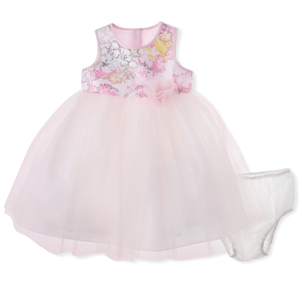 Cherokee Infant Toddler Girls Sleeveless Floral Top Empire Dress   Soft Pink 5T
