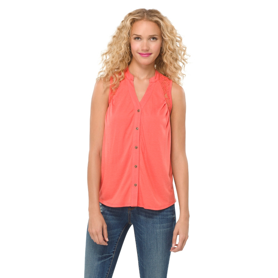 Xhilaration Juniors Lace Panel Top   Coral L(11 13)