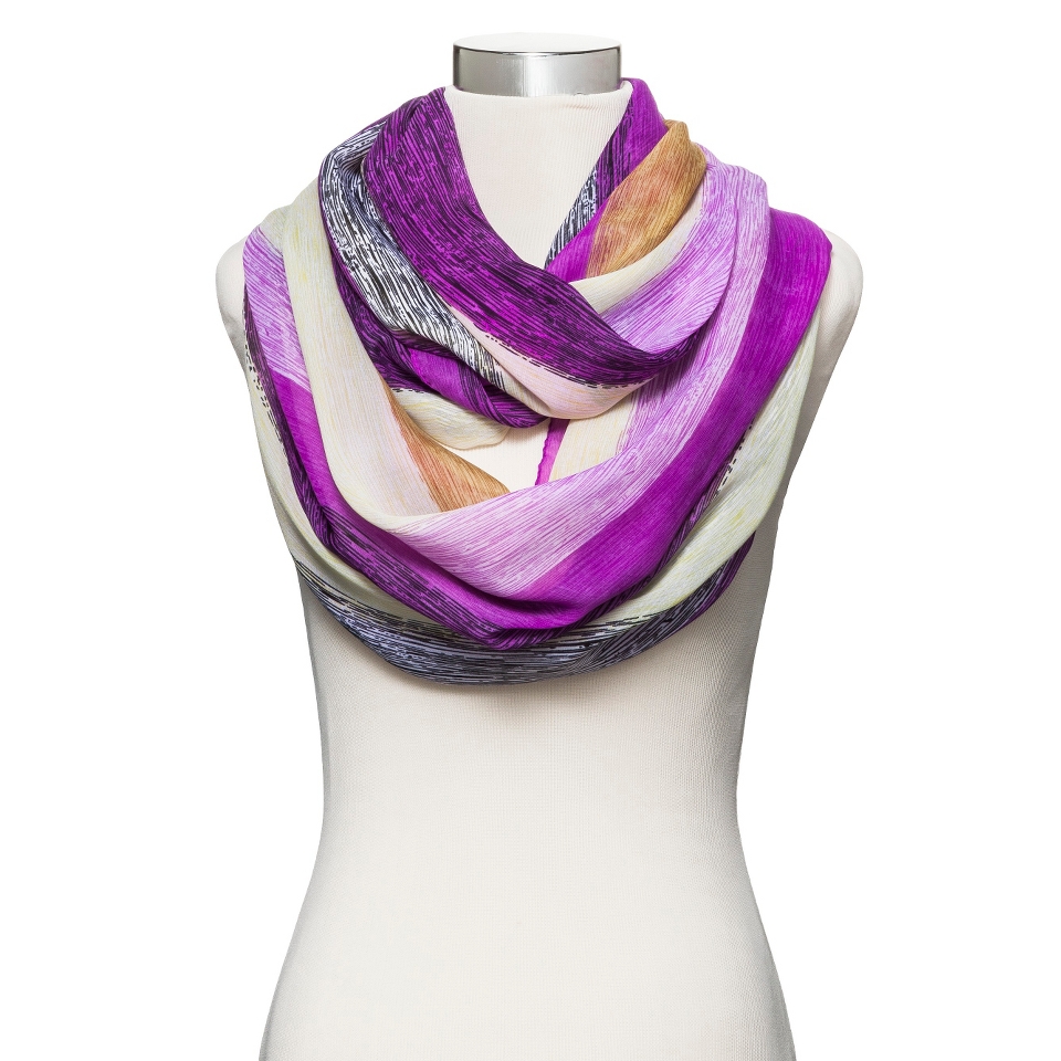 Wide Striped Infinity Scarf   Purple