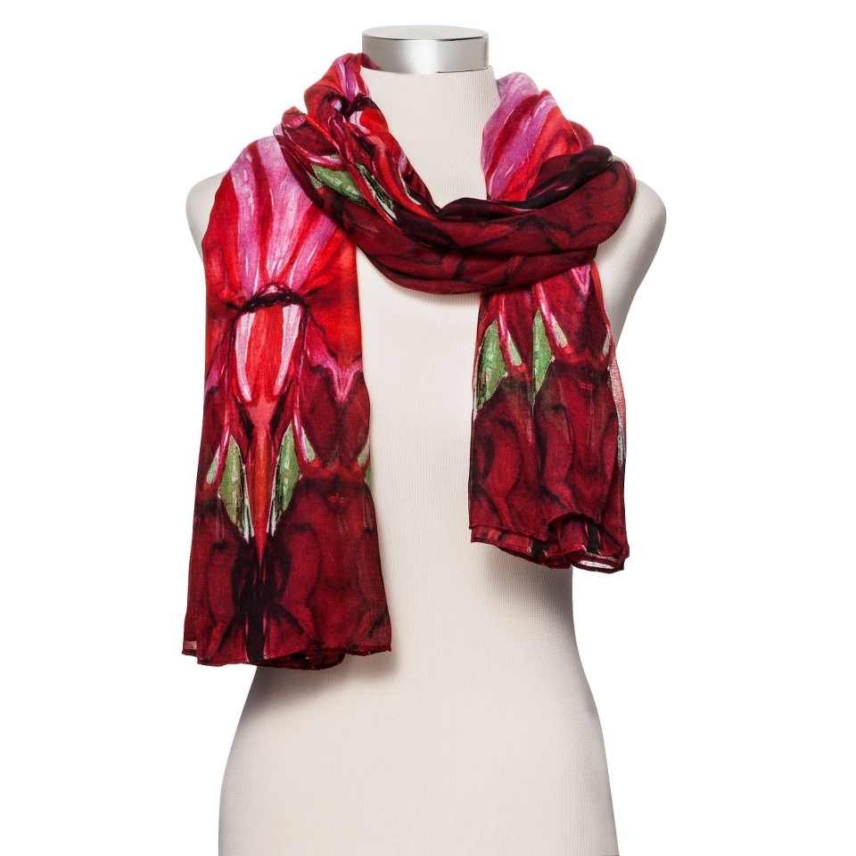 Oversized Printed Scarf   Red