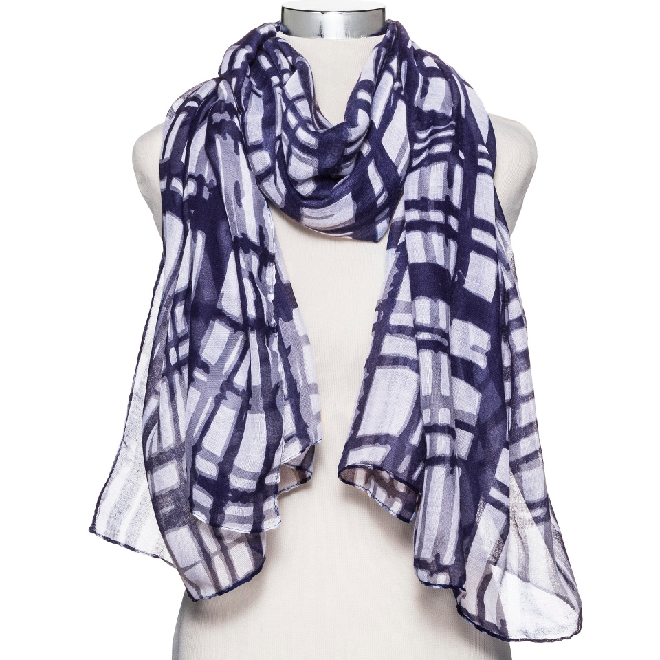 Oversized Geometric Print Scarf   Blue