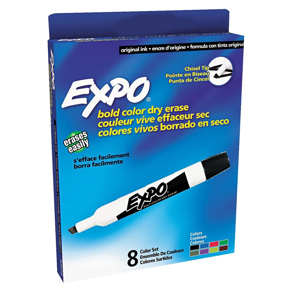 EXPO Chisel Tip Dry Erase Markers   Assorted (8 Per Set)