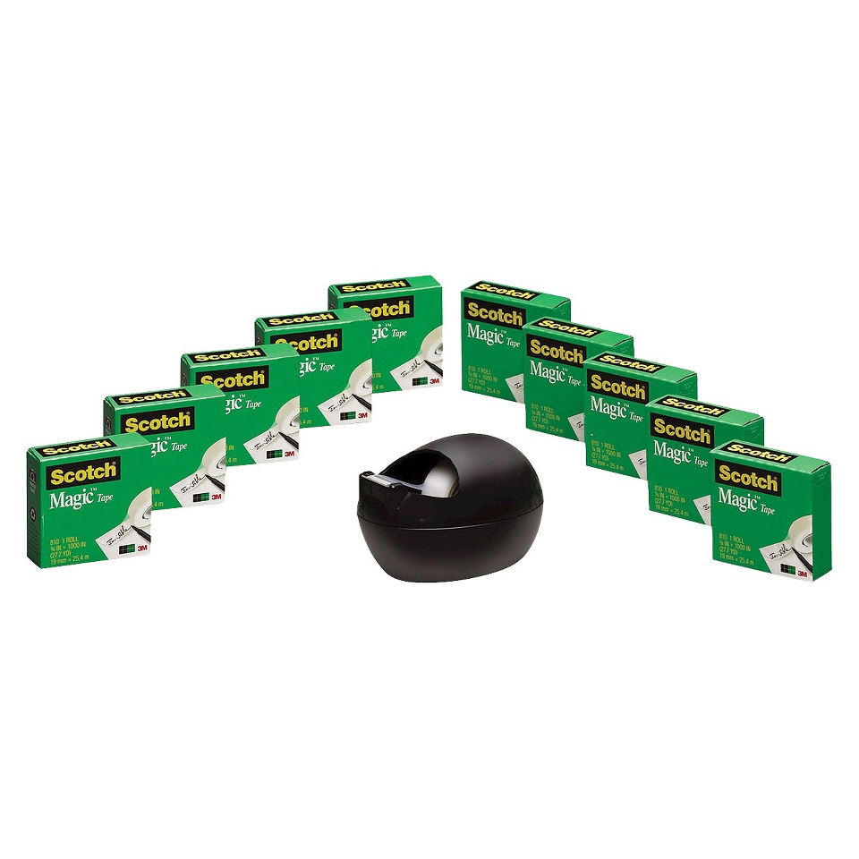 Scotch 3/4 x 1000, Magic Tape Value Pack with Black Karim Rashid Dispenser  