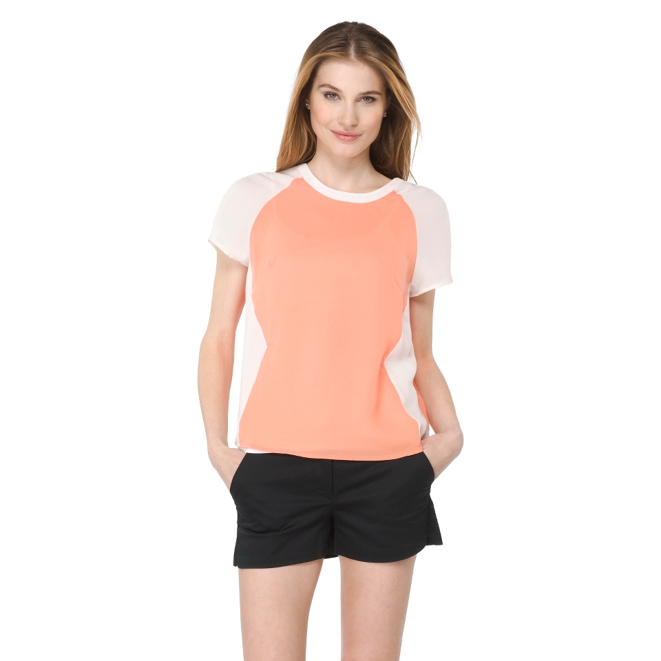 Mossimo Womens Colorblocked Woven Tee   Bright Orange M