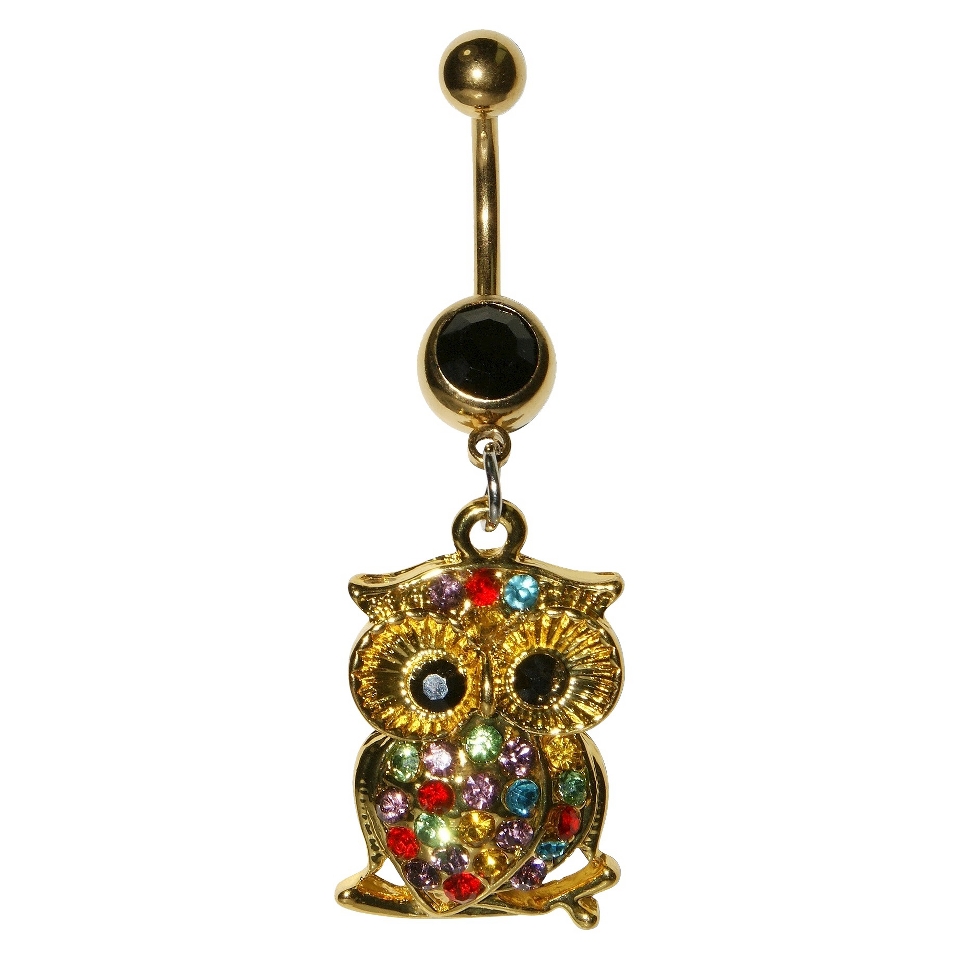 Womens Supreme Jewelry Curved Barbell Belly Ring with Stones   Multicolor