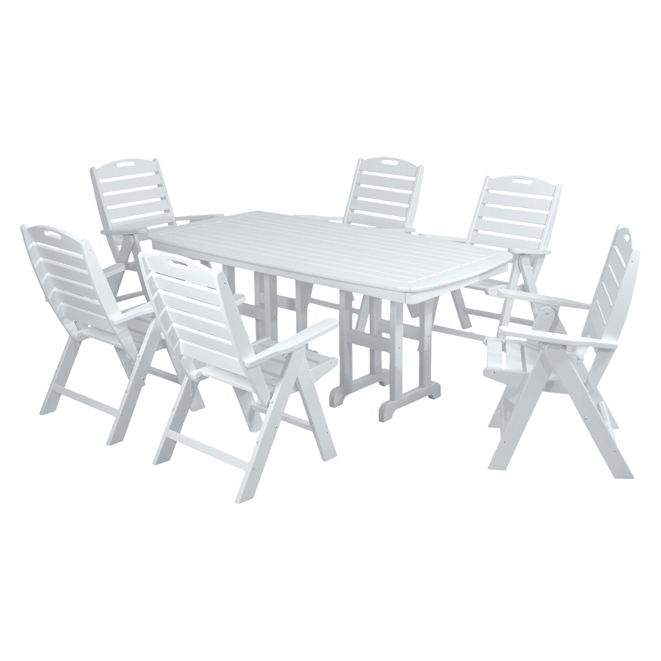 Polywood Nautical 7 Piece Dining Furniture Set   White