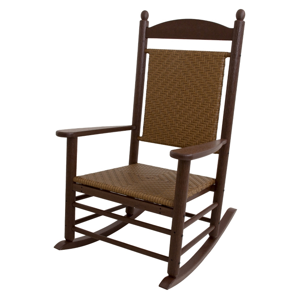 Polywood Jefferson Wicker Patio Rocker   Dark Brown