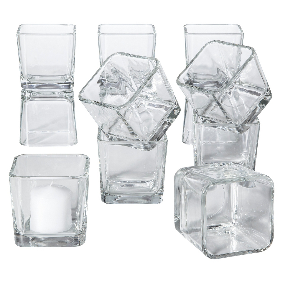 Set of 12 Glass Cube Votives