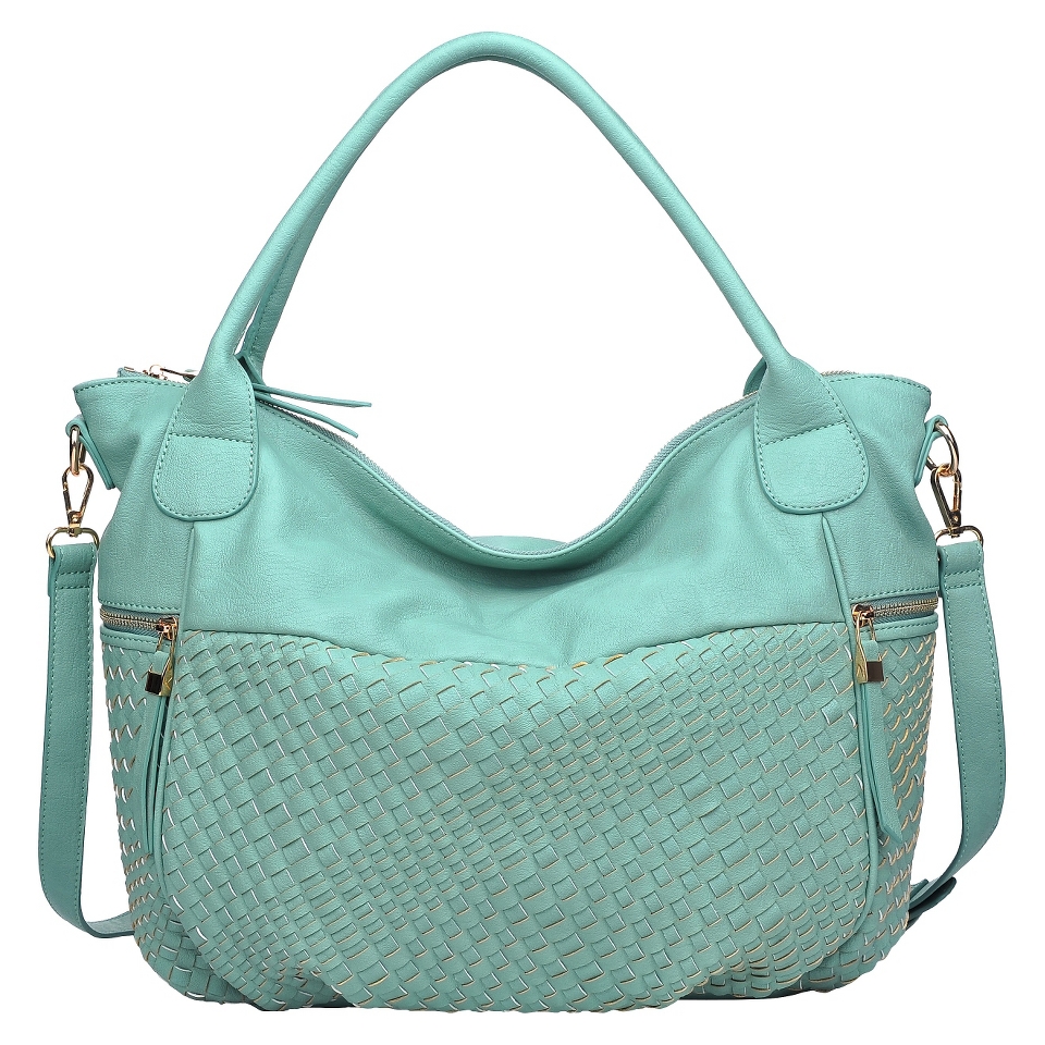 Moda Luxe Side Woven Tote Handbag   Mint