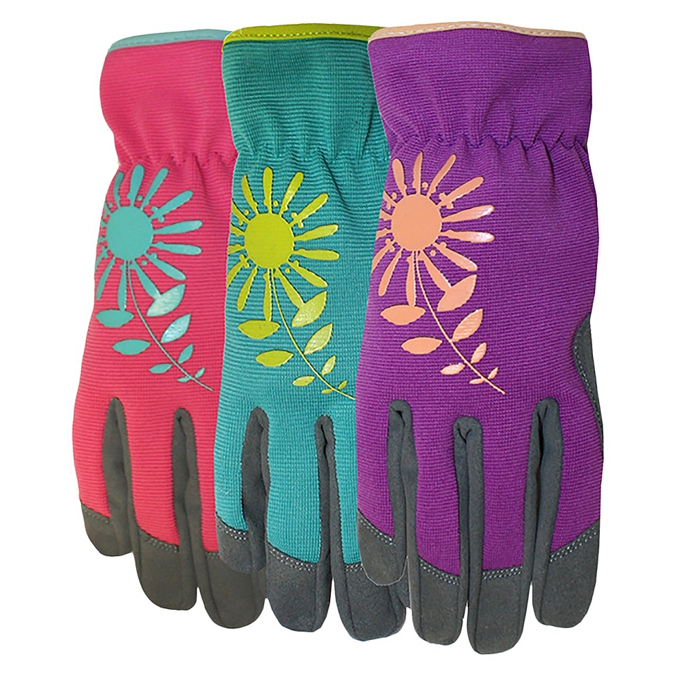 3 Pack of Ladies Synthetic Back Leather Palm Gloves, Size 7
