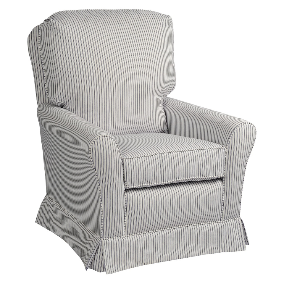 Glider Little Castle Custom Upholstered Crown Glider   Navy Stripe