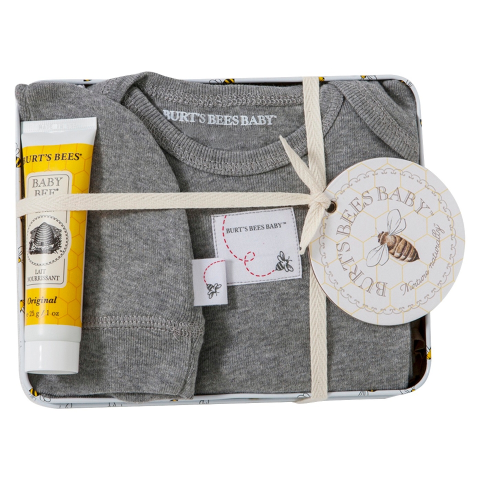 Burts Bees Baby Newborn Neutral Layette Set with Collectible Tin   Heather Grey