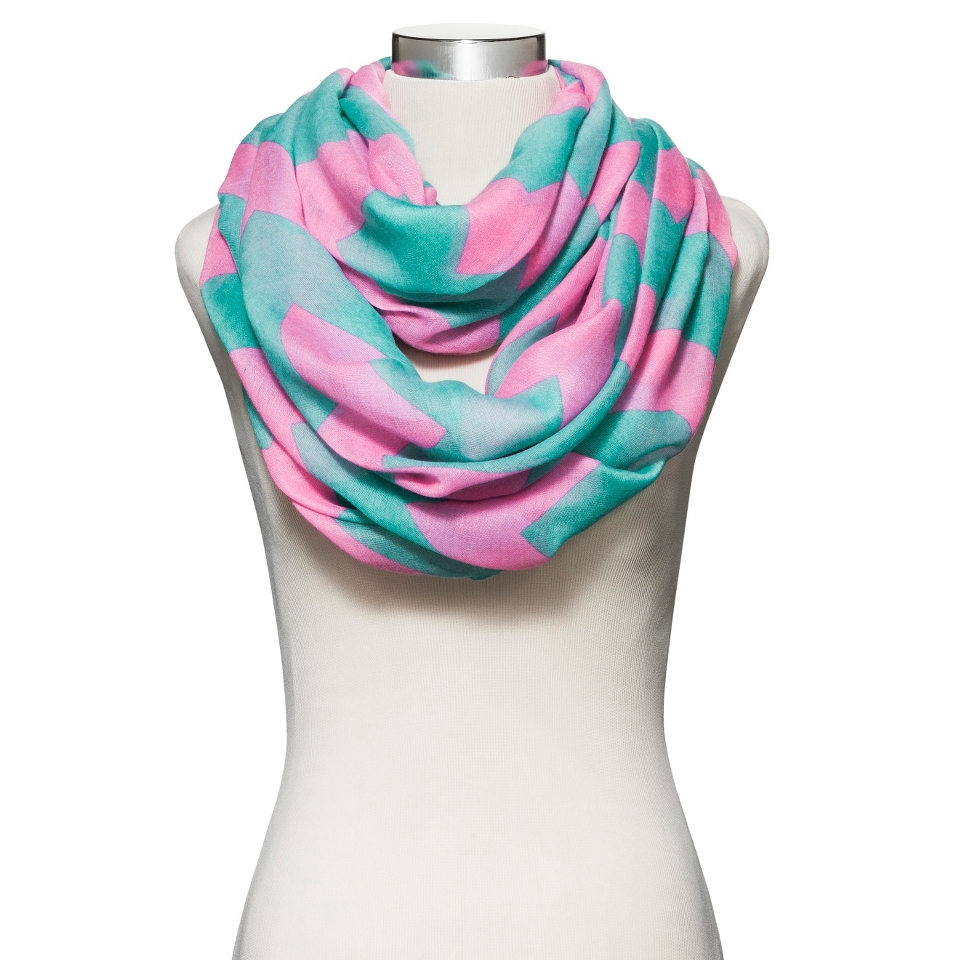 Wide Chevron Print Infinity Scarf   Blue/Pink