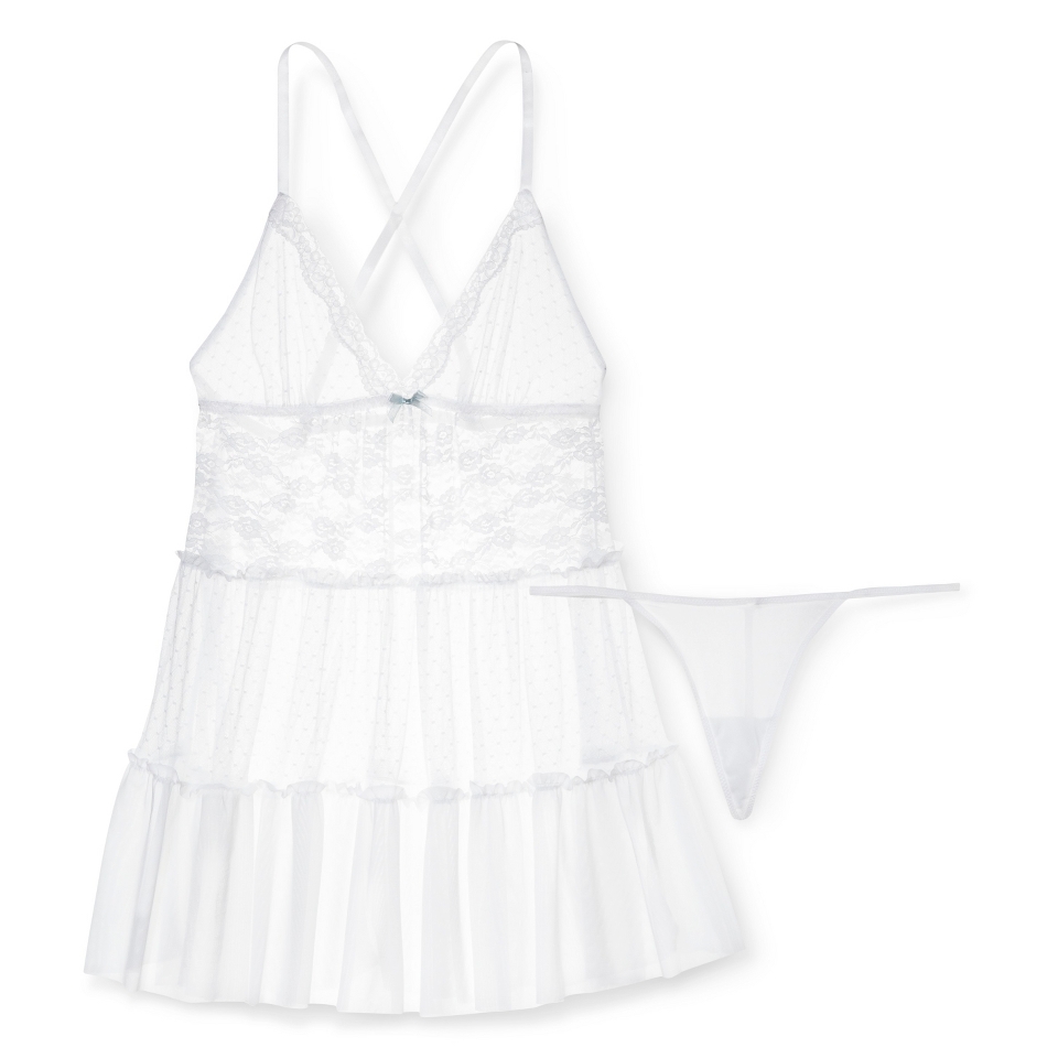 Gilligan & OMalley Womens Lace Unlined Babydoll   White XL