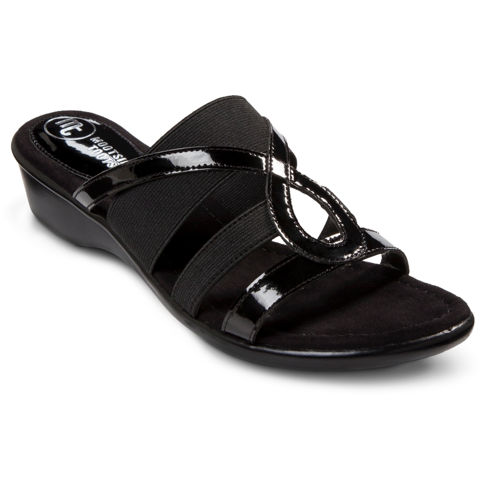 Womens Mootsies Tootsies Nadra Wedge Slide Sandal   Black 10