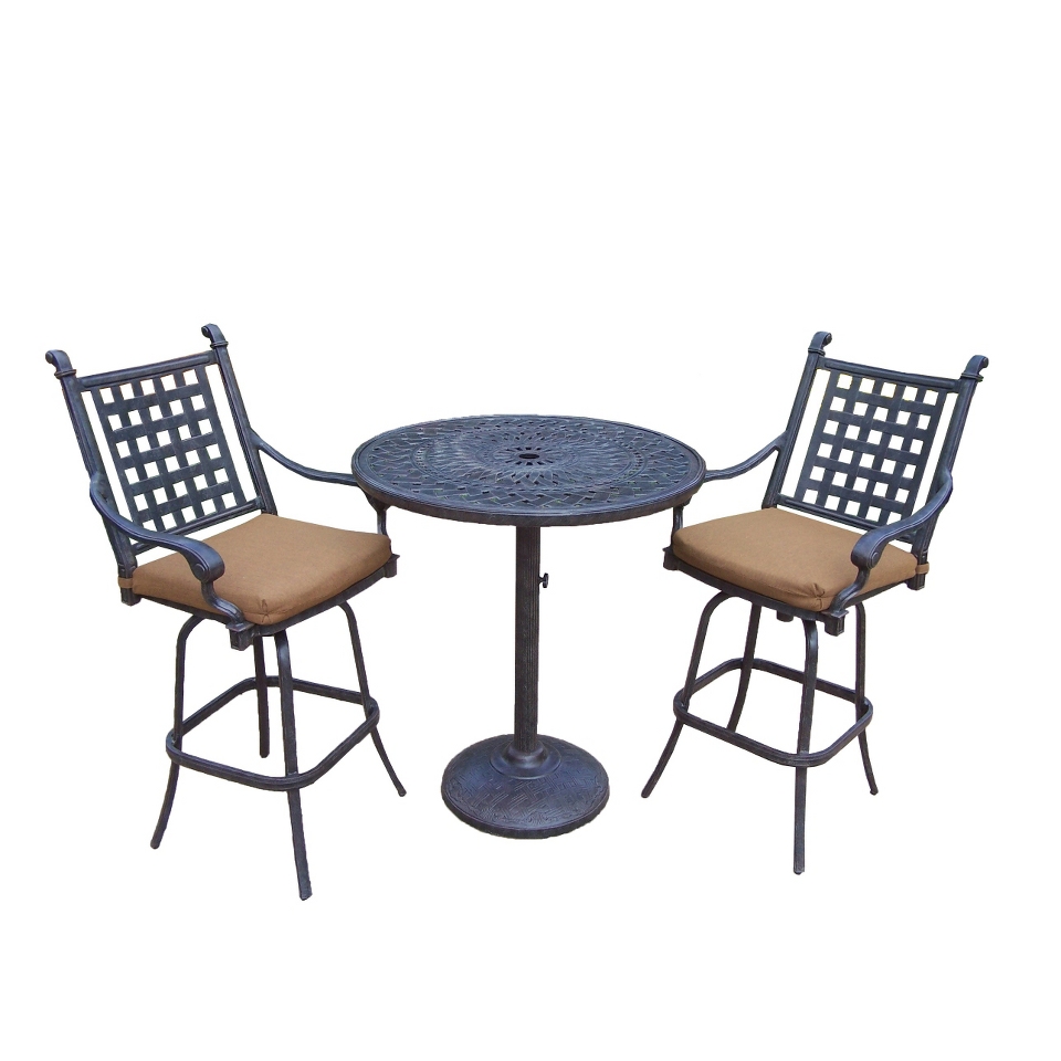 Rosemont 3 Piece Aluminum Balcony Height Dining Furniture Set