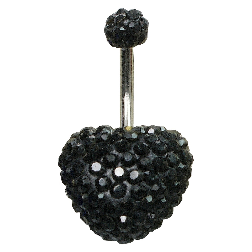 Womens Supreme Jewelry Curved Barbell Belly Ring with Stones   Silver/Black