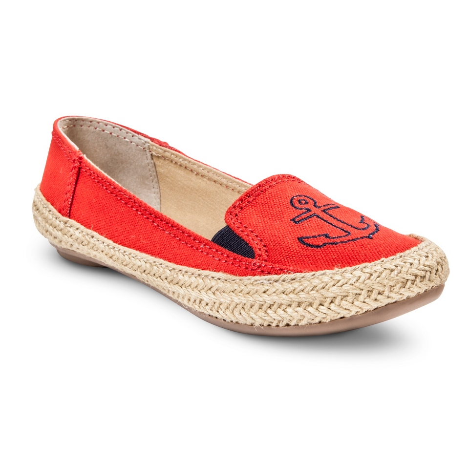 Womens Cloud9 Slip on Anchor Canvas Skimmer   Red 9