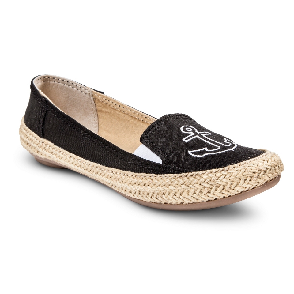 Womens Cloud9 Slip on Anchor Canvas Skimmer   Black 10