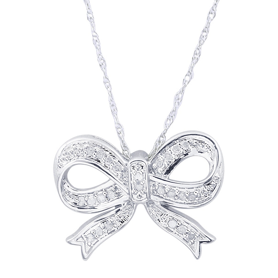 0.12 CT.T.W. Diamond Bow Pendant in Sterling Silver