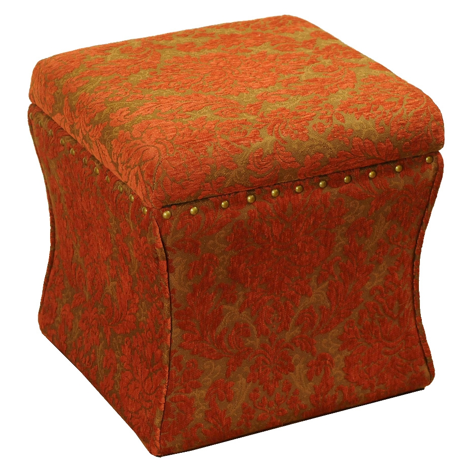 Storage Ottoman Kinfine Red Chenille Cinch Storage Ottoman