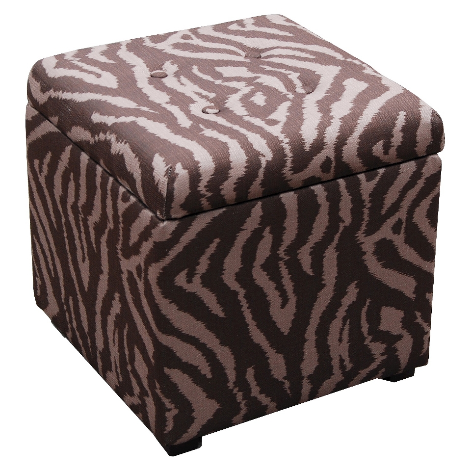 Storage Ottoman Kinfine Brown Two Tone Animal Print Storage Cube