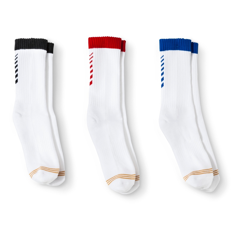 Signature GOLD by GOLDTOE Boys 3 Pack Athletic Arrow Crew Sock   White L