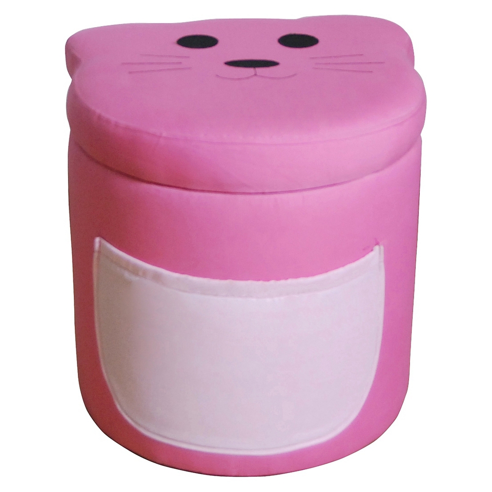 Kids Ottoman Kinfine Round Storage Kids Ottoman   Pink