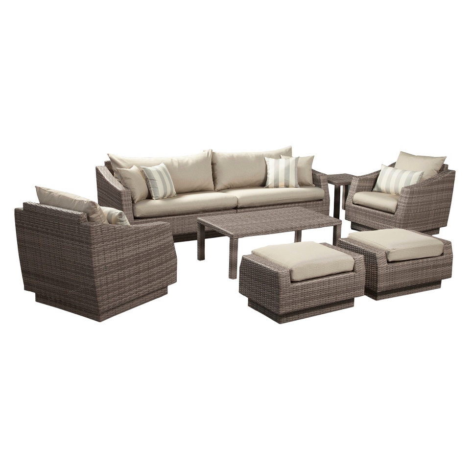 Cannes 8 Piece Wicker Patio Conversation Furniture Set   Grey