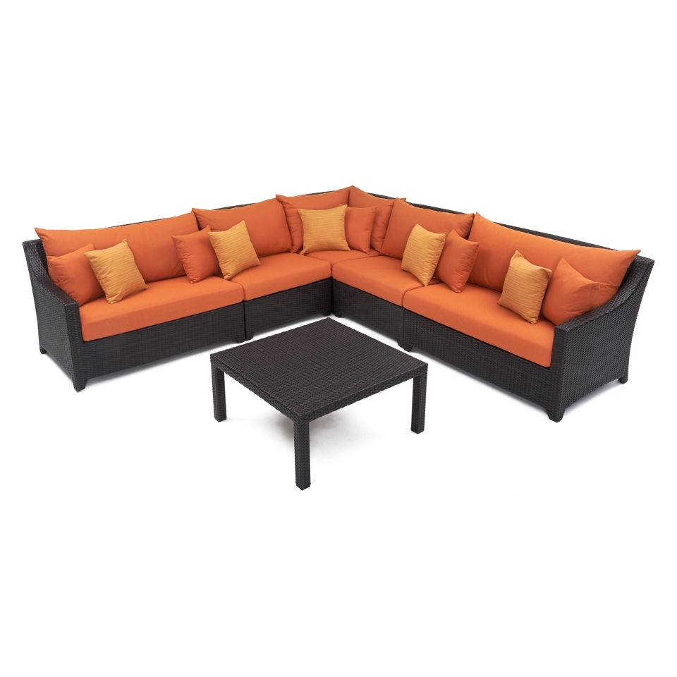 Deco 6 Piece Wicker Patio Sectional Seating Furniture Set   Orange