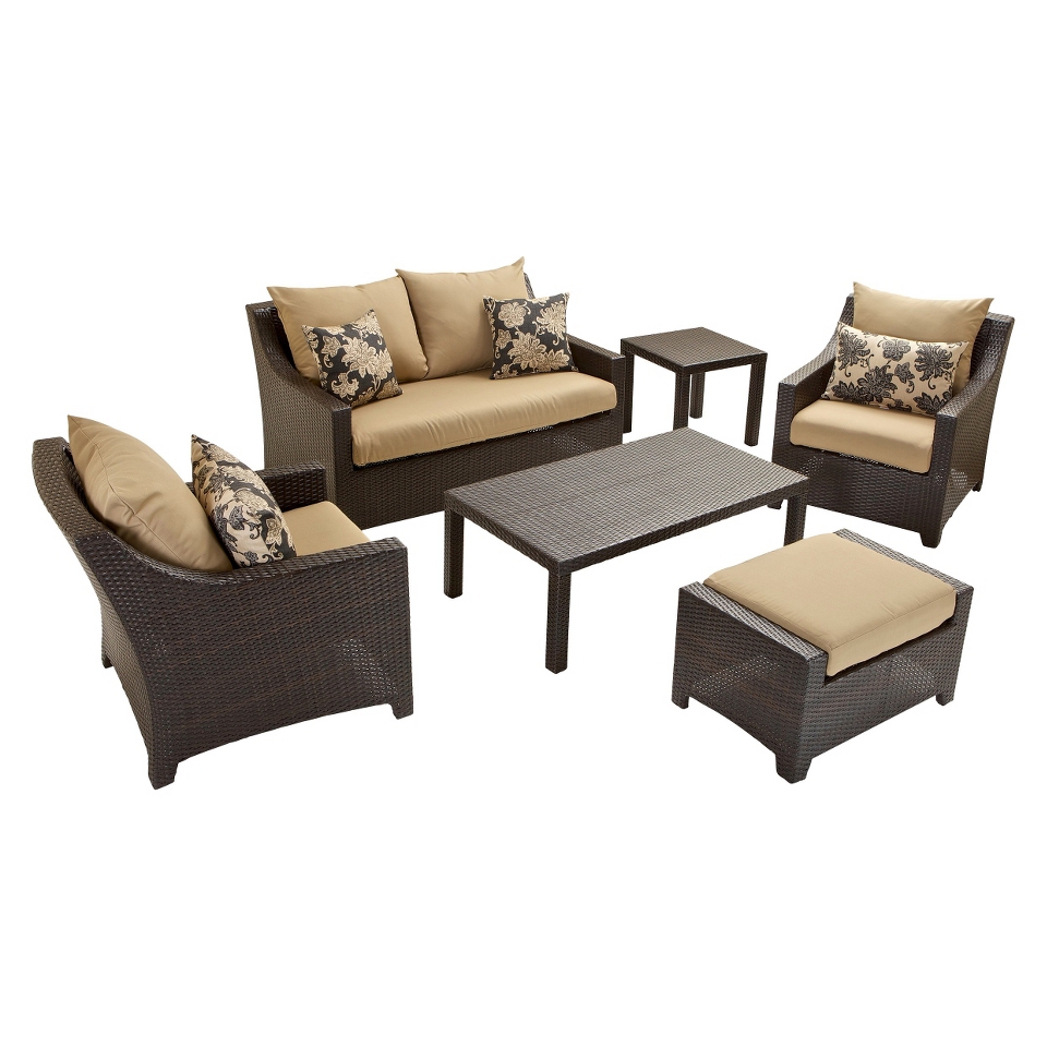 Deco 6 Piece Wicker Patio Conversation Furniture Set   Beige