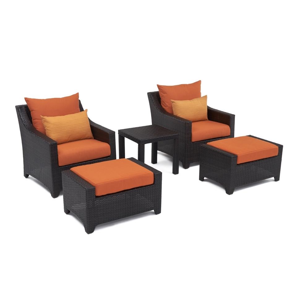 Deco 5 Piece Wicker Patio Chat Furniture Set   Orange