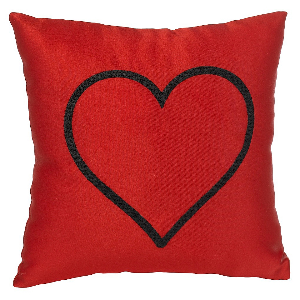 Accent Pillow with Heart Design   Red/Black