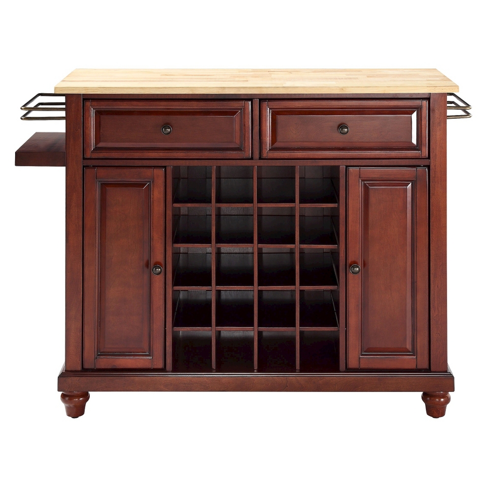 Bar Crosley Cambridge Wine Island Natural Wood Top   Vintage Mahogany