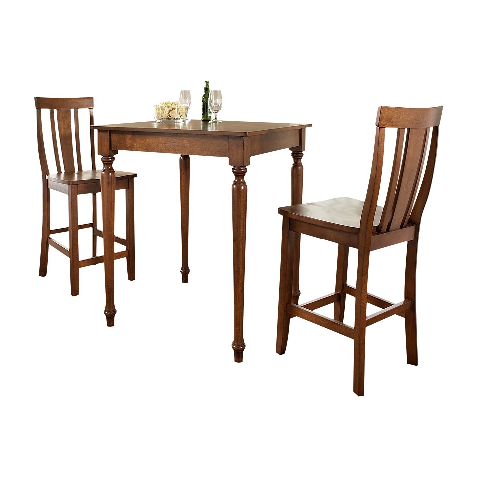 Dining Table Set Crosley Turned Leg Pub Table Set   Red Brown (Cherry) (Set of