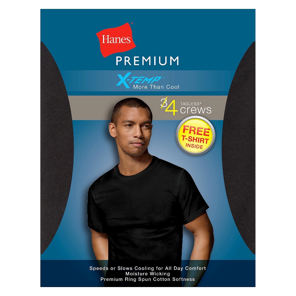 Hanes Mens X temp 3+1 Bonus Pack Crew T Shirt   S