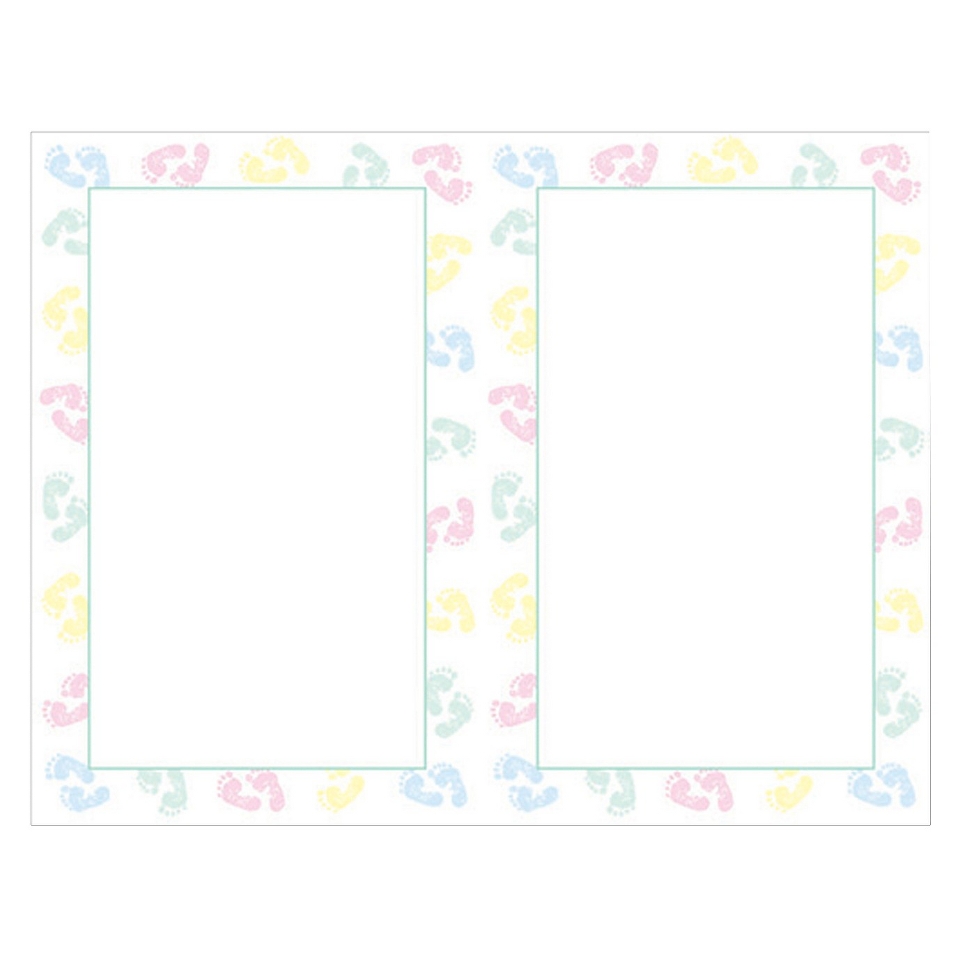 Baby Feet 2 Up Invitations   Multicolor