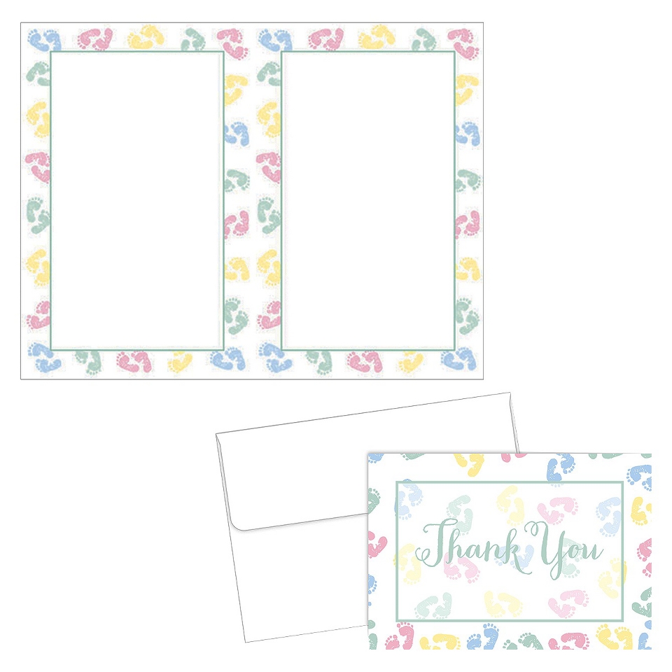 Baby Feet Thank You Note Cards   Multicolor