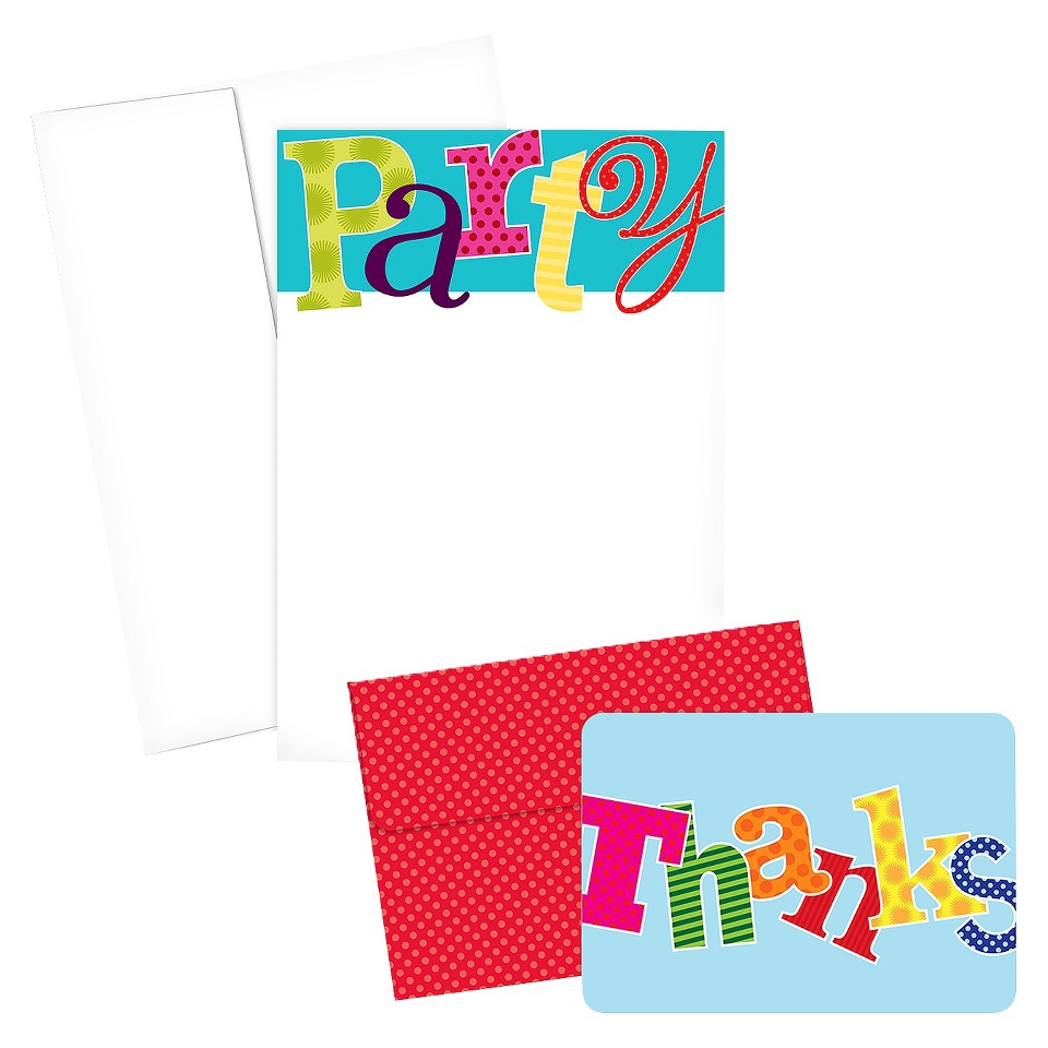 Party Invitation and Thank You Note Cards   Multicolor