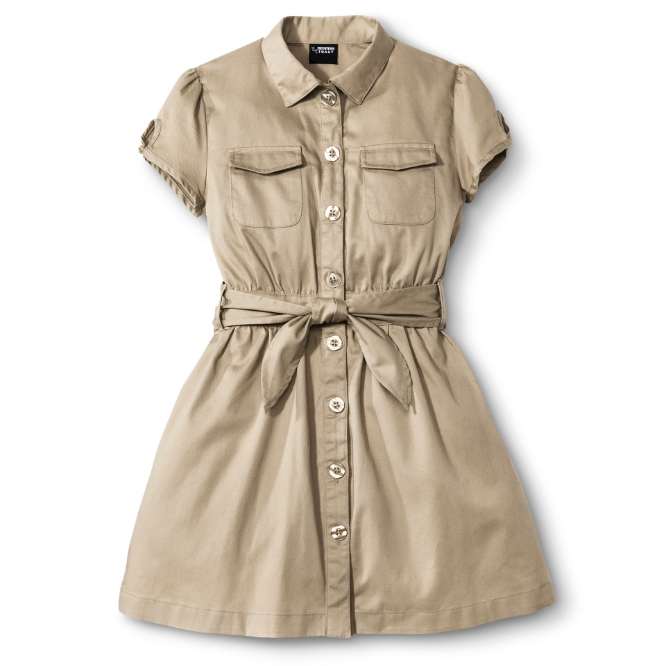 French Toast Girls School Uniform Belted Safari Dress   Khaki 7