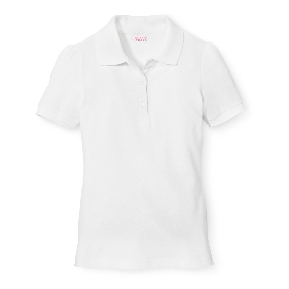 French Toast Girls School Uniform Short Sleeve Polo   White 18