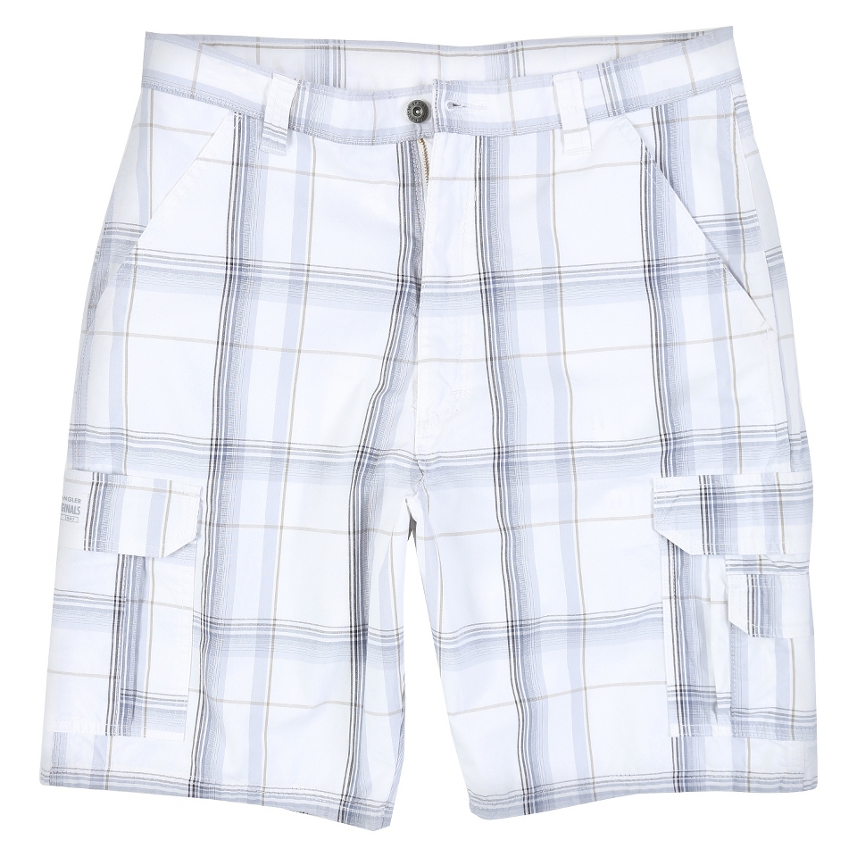 Wrangler Mens Cargo Shorts   White Plaid 42