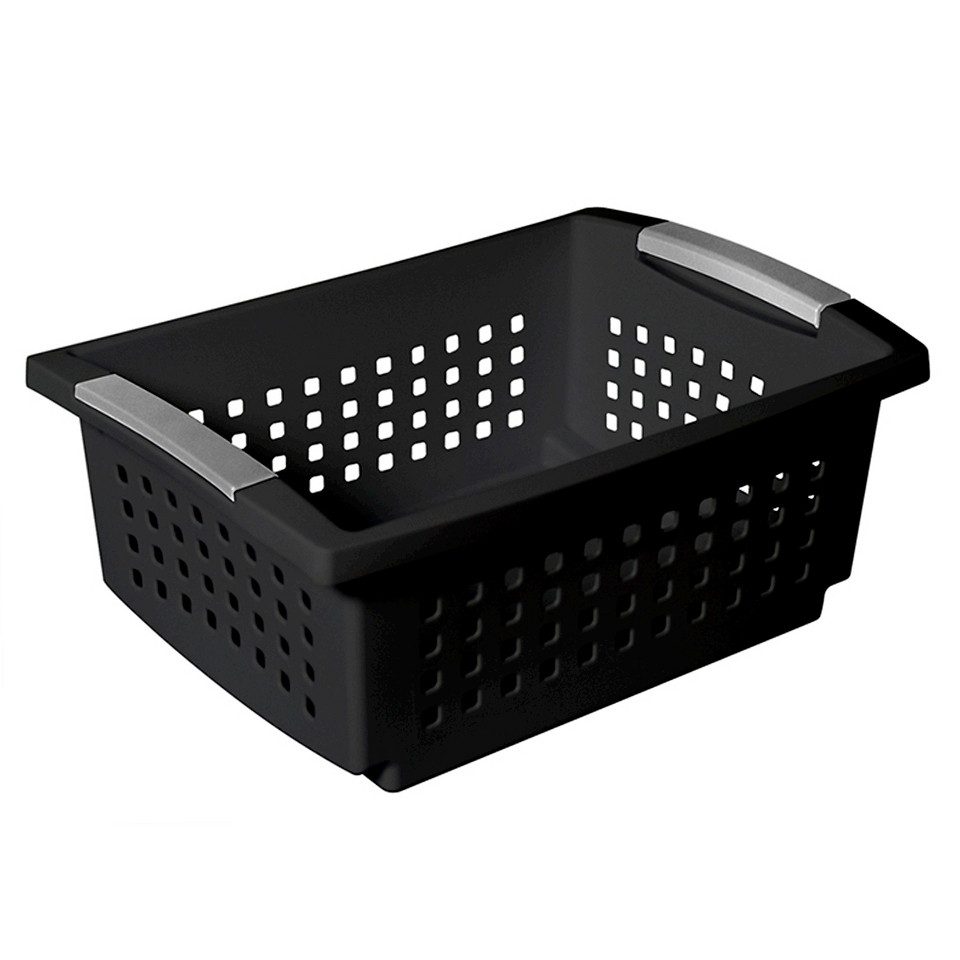 Sterilite Medium Stacking Basket   Set of 6   Black