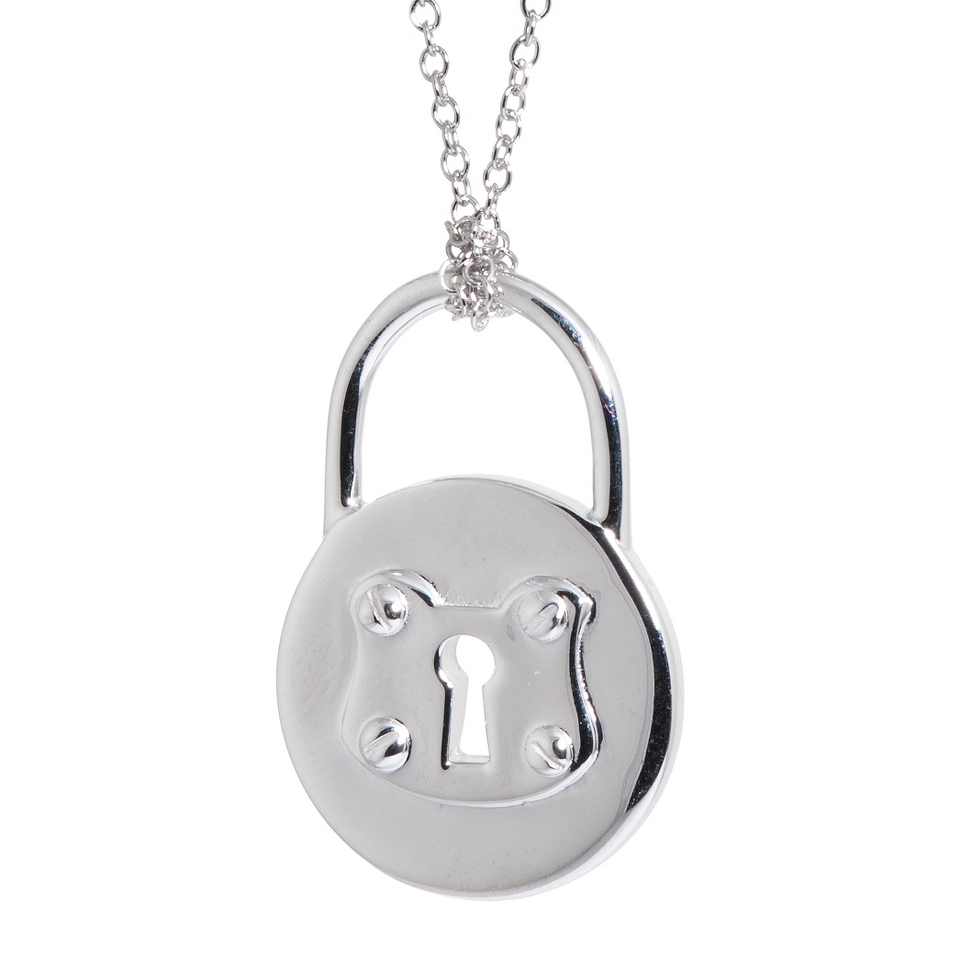 Sterling Silver Padlock Pendant   Silver/Black (18)